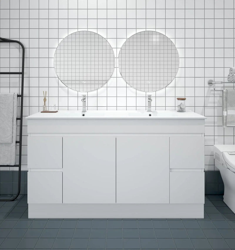 Mercio - BIANCA PVC Freestanding Vanity Cabinet 150cm (Gloss White) - Aqualux Bathrooms