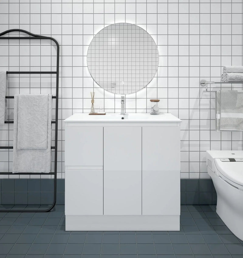 Mercio - BIANCA Slim Freestanding Vanity 900mm (Gloss White) - Aqualux Bathrooms