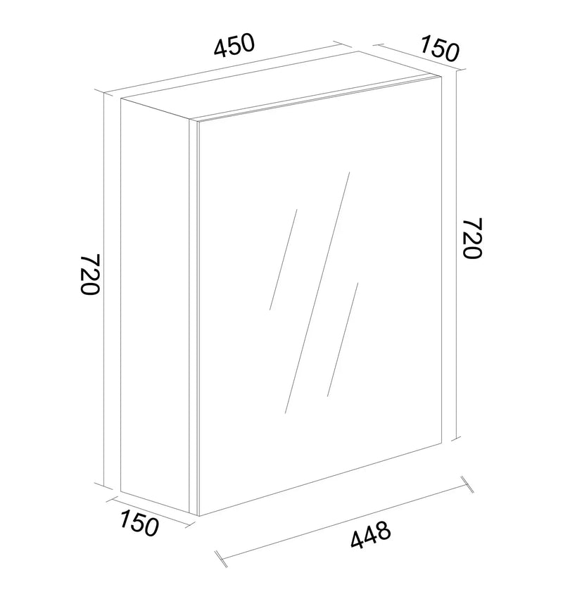 Mercio - BIANCA Shaving Cabinet 45cm (Gloss White) - Aqualux Bathrooms