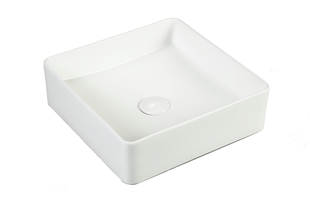 Riva 569 Square Ceramic Above Counter Basin 360mm - Gloss White