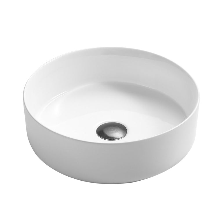 Riva 499 Round Ceramic Above Counter Basin 360mm - Gloss White