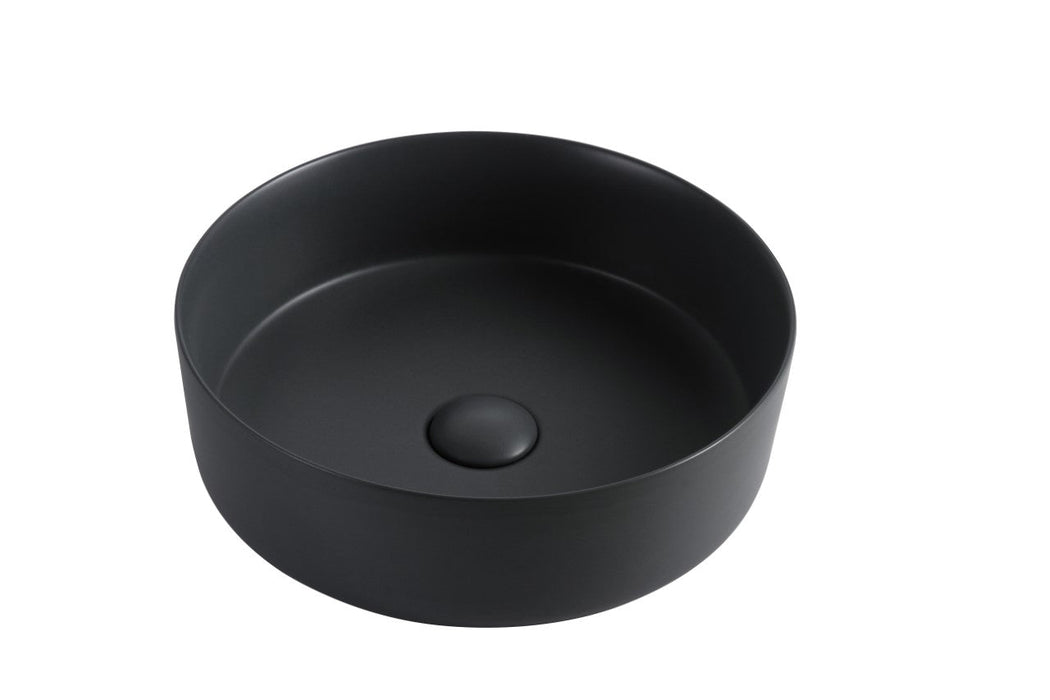 Riva 499 Round Ceramic Above Counter Basin 360mm - Matt Black