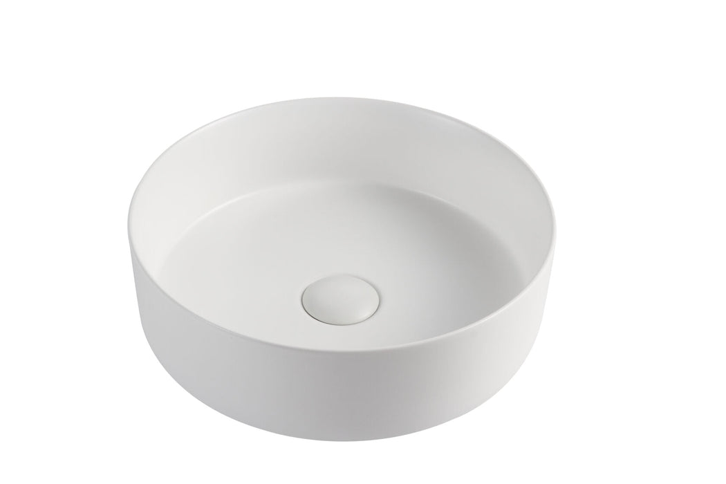 Riva 499 Round Ceramic Above Counter Basin 360mm - Matt White