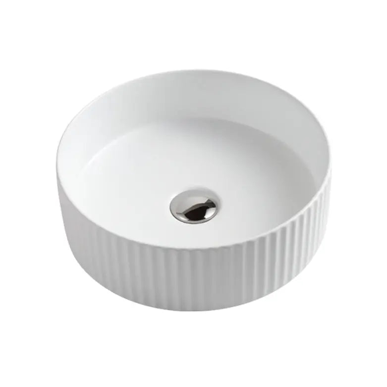 ABS Riva - Riva 499 Round Ceramic Fluted Above Counter Basin 400mm - Matt White - Aqualux Bathrooms