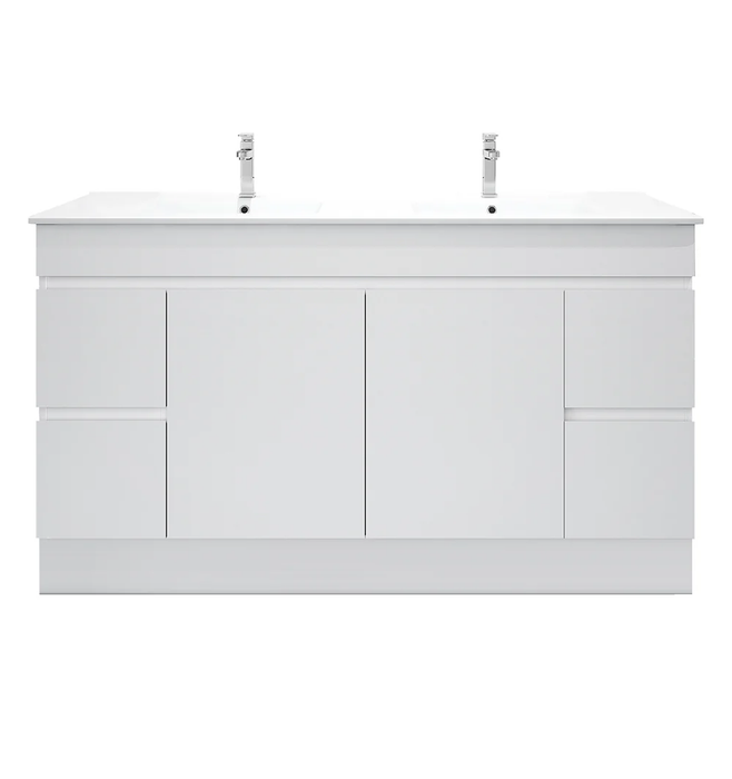 BIANCA PVC Freestanding Vanity Cabinet 150cm (Gloss White)