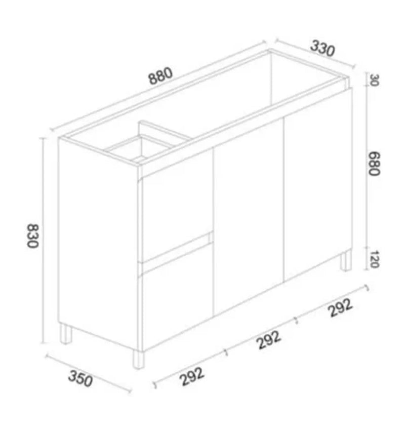 Mercio - BIANCA Slim Freestanding Vanity 900mm (Gloss White) - Aqualux Bathrooms
