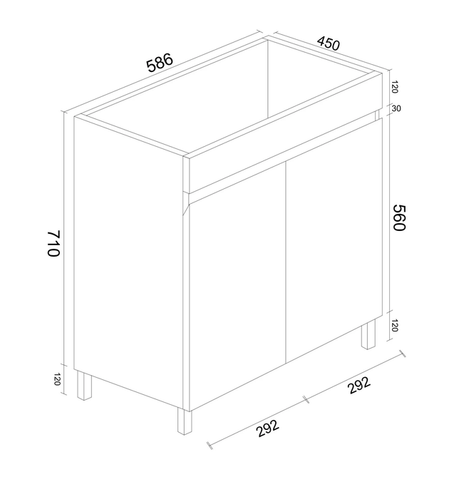 BIANCA PVC Freestanding Vanity Cabinet 60cm (Gloss White)