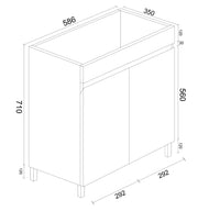 Mercio - BIANCA SLIM Freestanding Vanity 600mm (Gloss White) - Aqualux Bathrooms