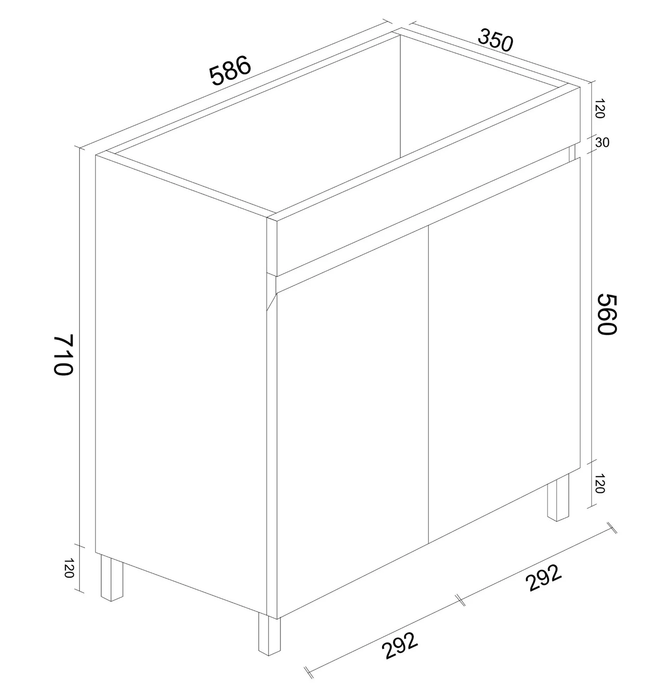 BIANCA SLIM Freestanding Vanity 600mm (Gloss White)