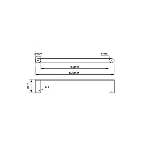 RUSHY Series Black Single Towel Rail 800mm