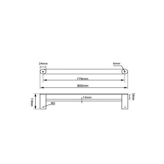 RUSHY Series Black Double Towel Rail 800mm