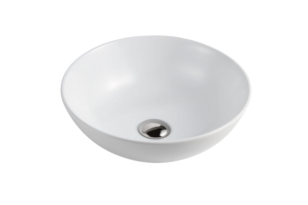 Riva 601C Round Ceramic Above Counter Basin 400mm - Gloss White