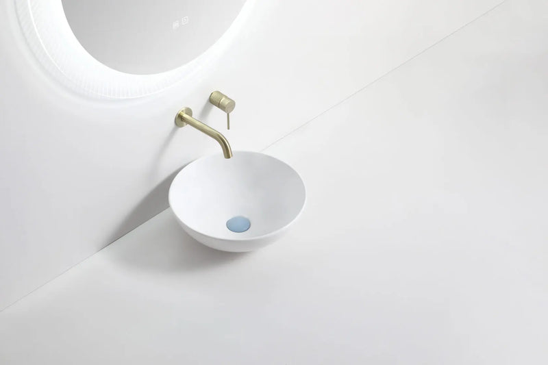 ABS Riva - Riva 601C Round Ceramic Above Counter Basin 400mm - Gloss White - Aqualux Bathrooms