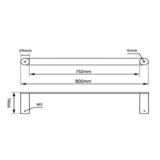 RUSHY Series Brushed Nickel Single Towel Rail 800mm