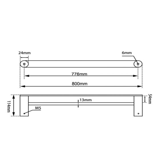 RUSHY Series Brushed Nickel Double Towel Rail 800mm