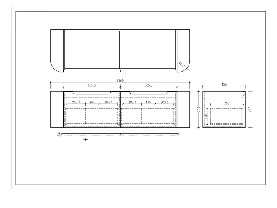 Rome Wall Hung Vanity Matte White 1500mm