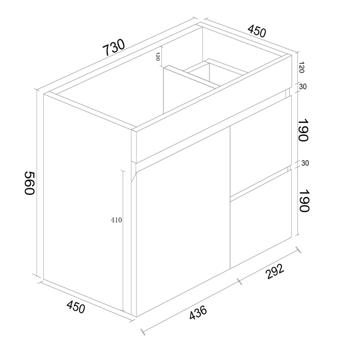 BIANCA Gloss White PVC Wall Hung Vanity Cabinet 75cm