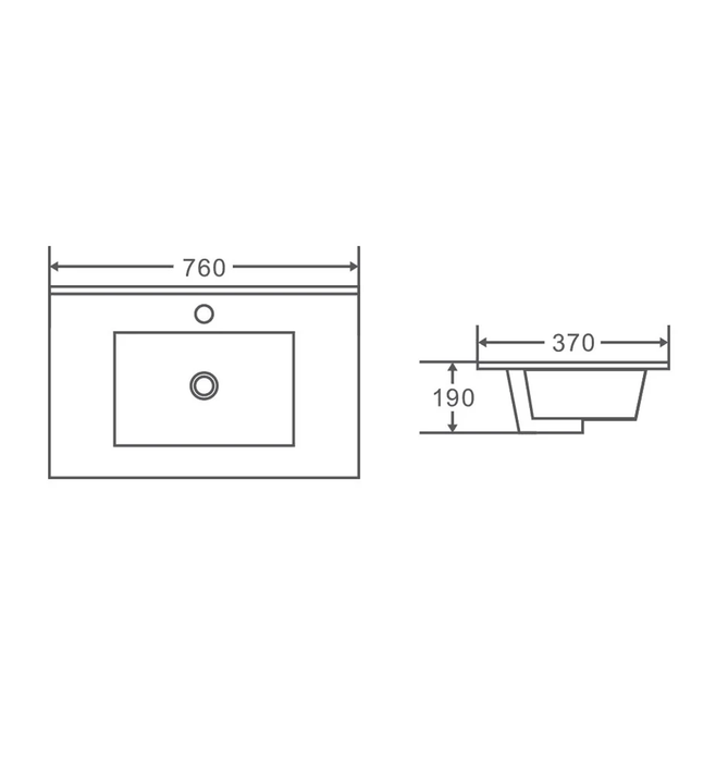 BIANCA Slim Freestanding Vanity 750mm (Gloss White)