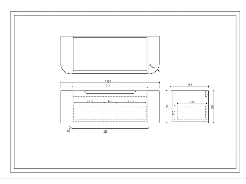 Mercio - Rome Wall Hung Vanity Matte White 1200mm - Aqualux Bathrooms