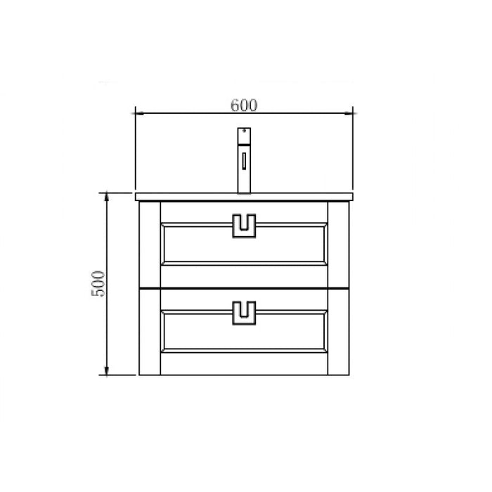 Belbagno Manhattan Wall Hung Vanity 600mm - White Oak