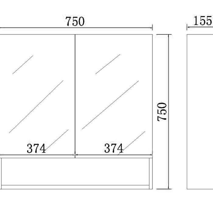 Stella Double Doors Shaving Cabinet 750mm