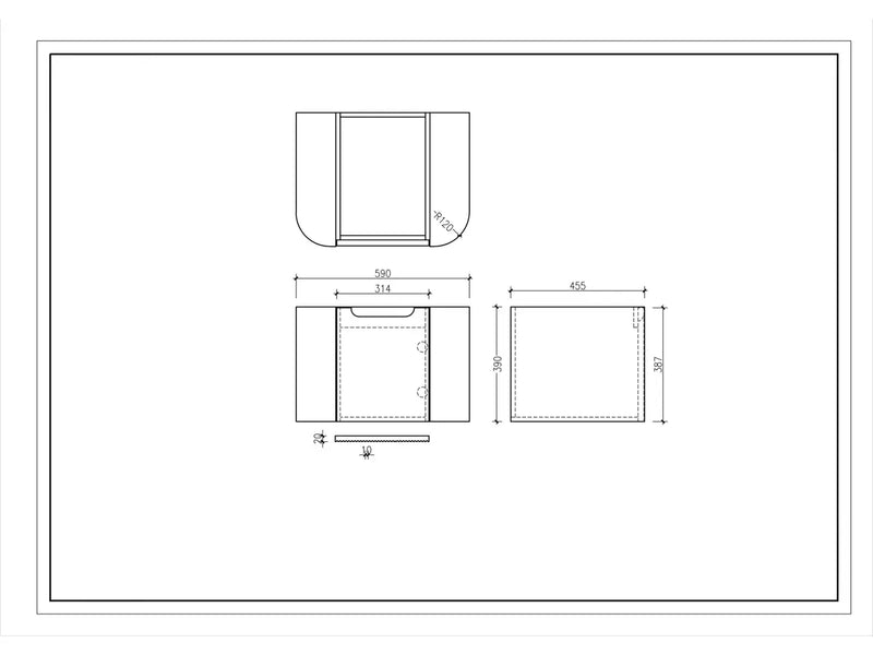 Mercio - Rome Wall Hung Vanity Matte White 600mm - Aqualux Bathrooms