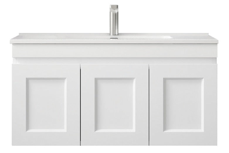 Otti Hampton Mark Ii Matte White 900mm Single Bowl Wall Hung Vanity
