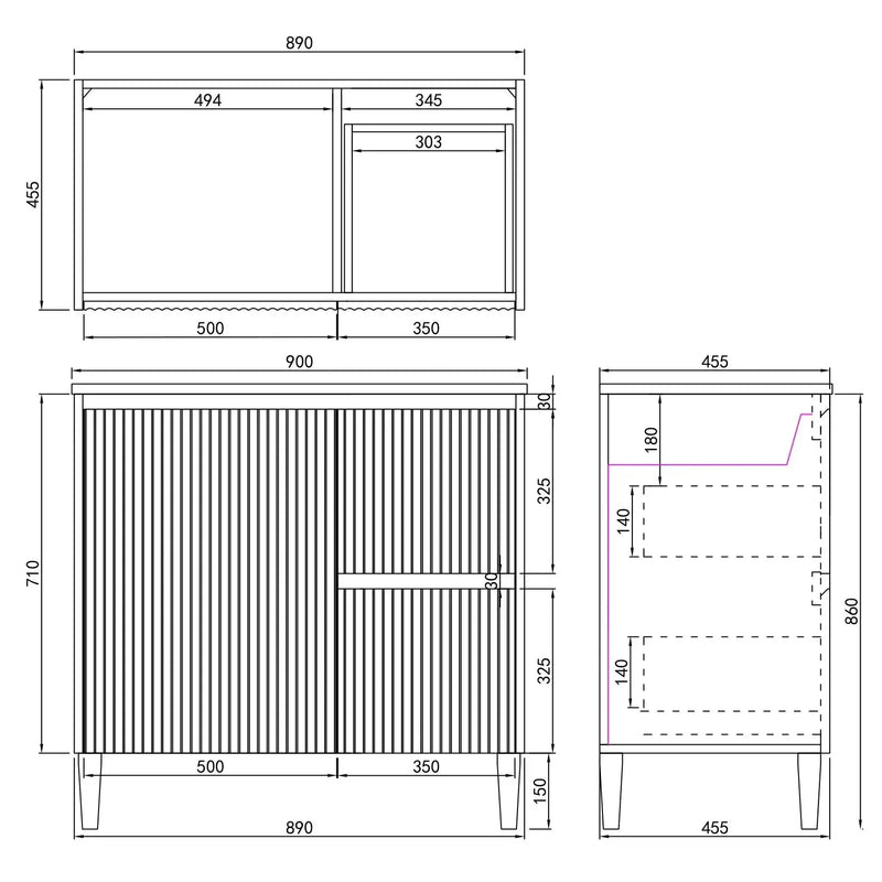 Brighton Freestanding Vanity 900mm (Matte White) - Aqualux Bathrooms- Poseidon