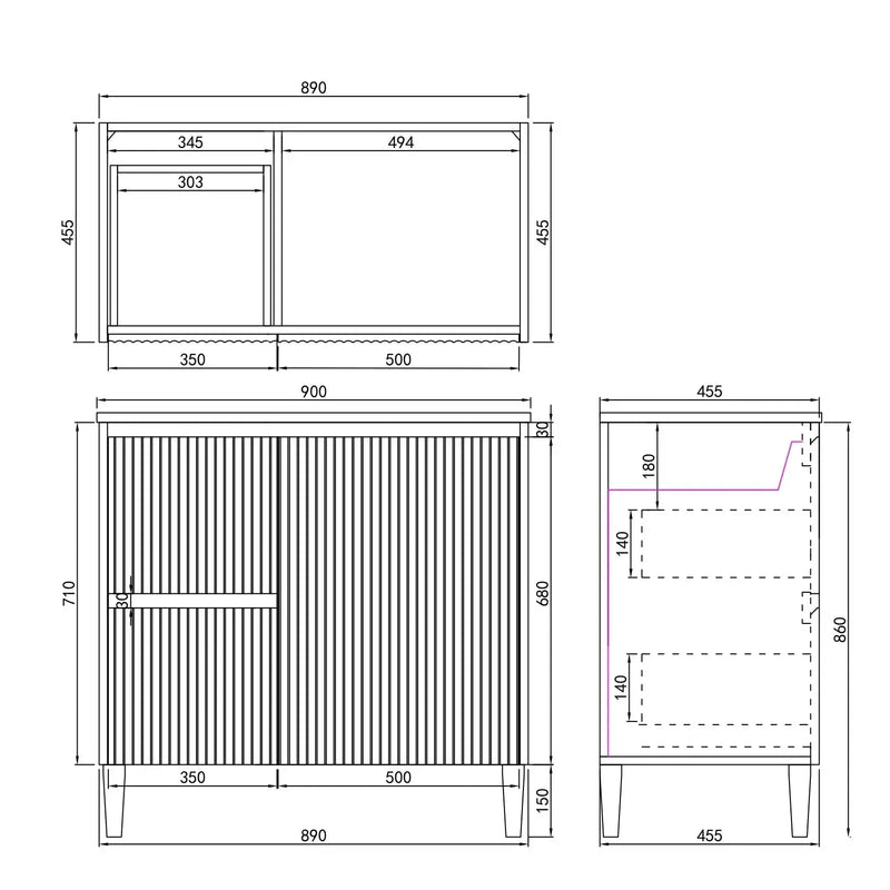 Brighton Freestanding Vanity 900mm (Matte White) - Aqualux Bathrooms- Poseidon