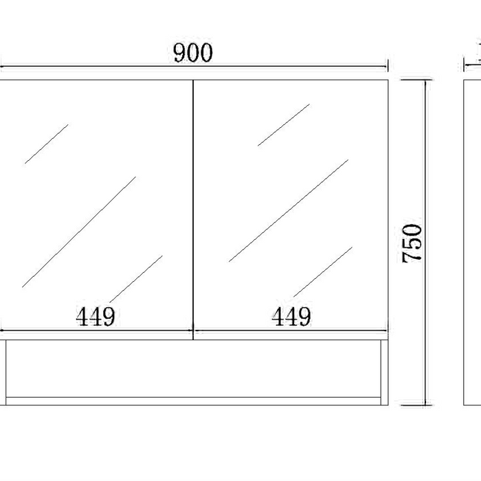 Stella Double Doors Shaving Cabinet 900mm