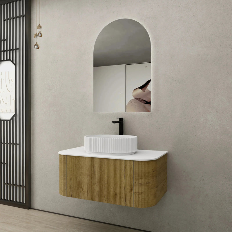 Bronte Wall Hung Vanity 900 (Prime Oak) - Aqualux Bathrooms- Poseidon