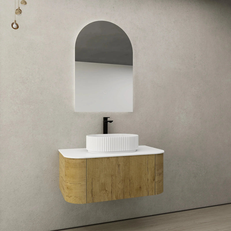 Bronte Wall Hung Vanity 900 (Prime Oak) - Aqualux Bathrooms- Poseidon