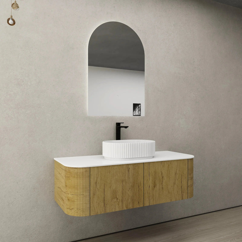 Bronte Wall Hung Vanity 1200 (Prime Oak) - Aqualux Bathrooms- Poseidon