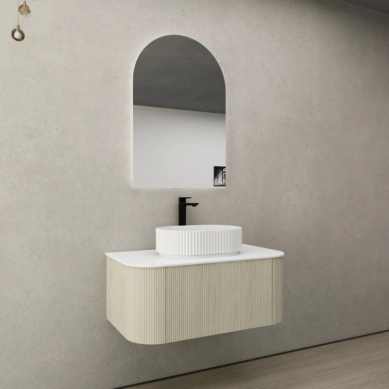Bronte Wall Hung Vanity 900 (Coastal Oak) - Aqualux Bathrooms- Poseidon