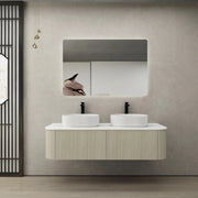 Bronte Wall Hung Vanity 1500 (Coastal Oak/Double Bowl) - Aqualux Bathrooms- Poseidon