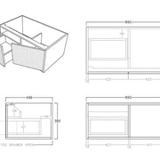 Bellevue Wall Hung Standard Vanity 900 (Prime Oak) - Aqualux Bathrooms- Poseidon