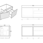 Bellevue Wall Hung Ensuite Vanity 900 (Coastal Oak) - Aqualux Bathrooms- Poseidon