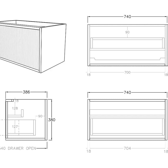 Bellevue Wall Hung Ensuite Vanity 750 (Prime Oak)