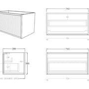 Bellevue Wall Hung Ensuite Vanity 750 (Coastal Oak) - Aqualux Bathrooms- Poseidon