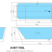 Avis Left Corner Bathtub 1500mm - Aqualux Bathrooms- Poseidon