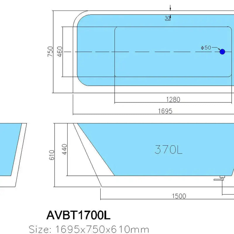 Avis Left Corner Bathtub 1500mm - Aqualux Bathrooms- Poseidon
