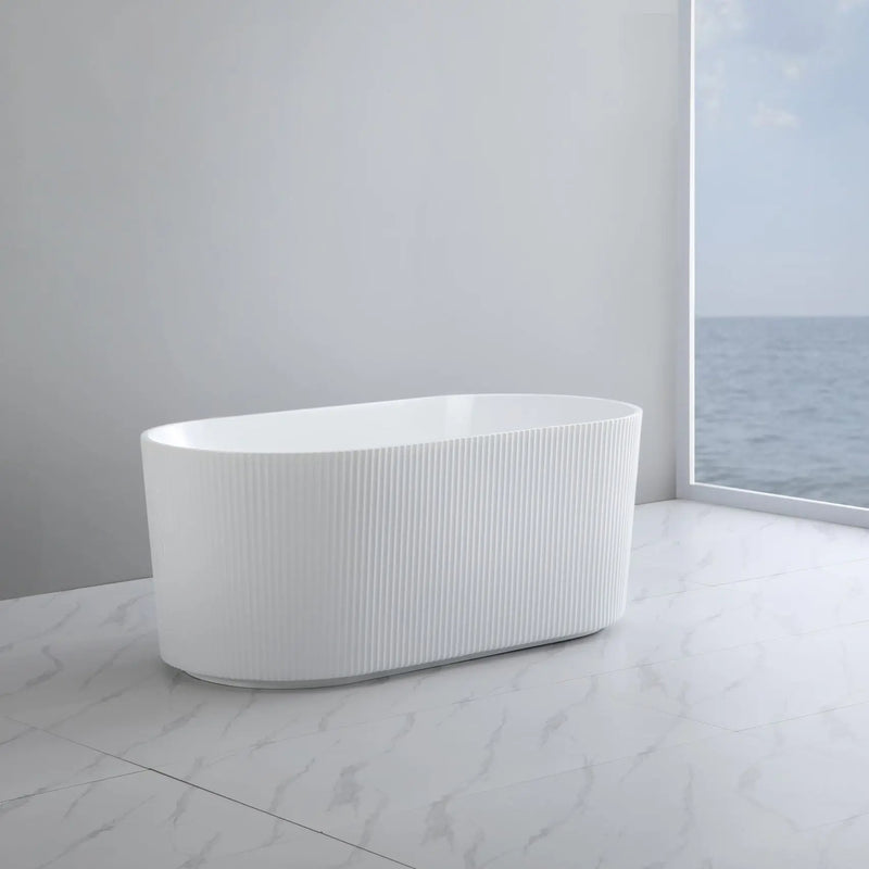 Ally Groove Oval Freestanding Bathtub 1500mm (No Overflow) - Aqualux Bathrooms- Poseidon