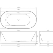 Ally Groove Oval Freestanding Bathtub 1700mm (No Overflow) - Aqualux Bathrooms- Poseidon