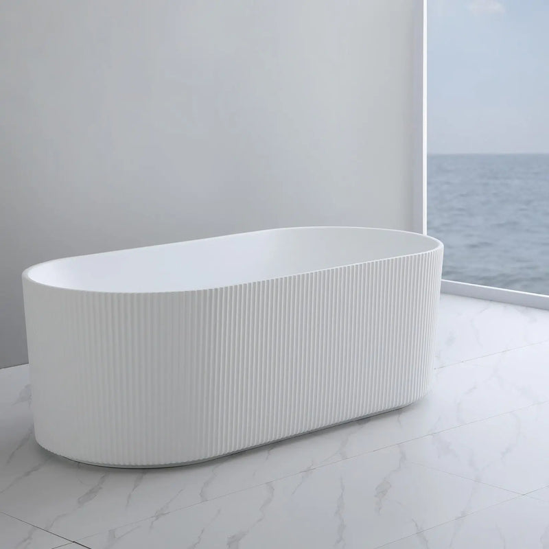 Ally Groove Oval Freestanding Bathtub 1700mm (No Overflow) - Aqualux Bathrooms- Poseidon