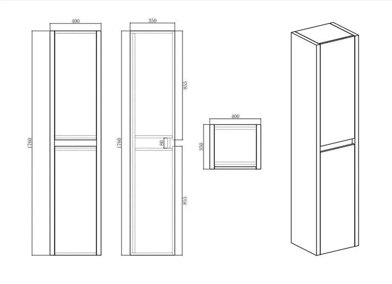 Belbagno Alexandra Wall Hung Tall Boy 1760mm - Silver Oak - Aqualux Bathrooms- Belbagno