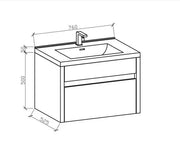 Belbagno Belbagno Alexandra Wall Hung Vanity 760mm - Gloss White Belbagno