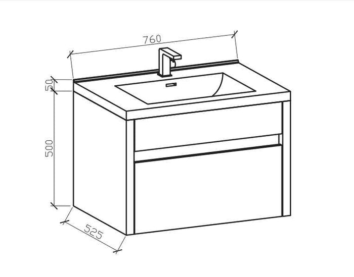 Belbagno Alexandra Wall Hung Vanity 760mm - Silver Oak