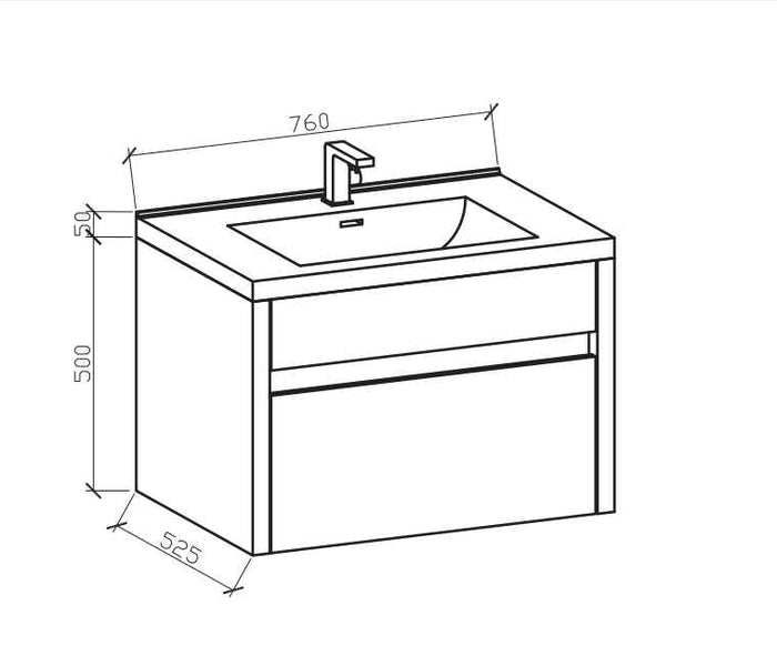 Belbagno Alexandra Wall Hung Vanity 760mm - White Oak