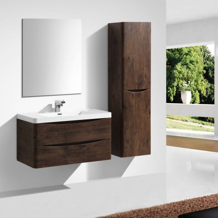 Belbagno Ancona Wall Hung Tall Boy 1500mm - Rose Wood