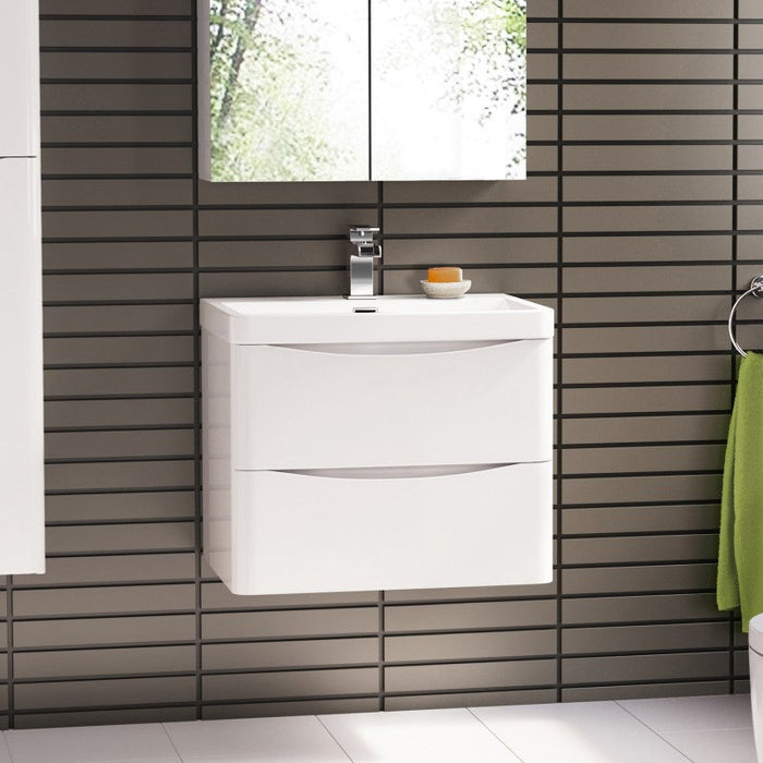 Belbagno Ancona Wall Hung Vanity 600mm - Gloss White